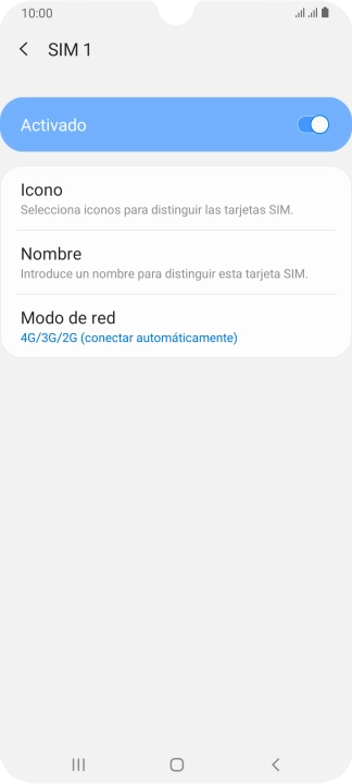 Pulsa el indicador para activar o desactivar el uso de la tarjeta SIM. Pulsa el indicador para activar o desactivar el uso de la tarjeta SIM.