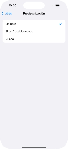 Para seleccionar la vista previa de las notificaciones en la pantalla de bloqueo, pulsa Siempre. Para seleccionar la vista previa de las notificaciones en la pantalla de bloqueo, pulsa Siempre.