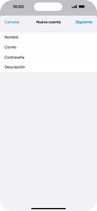 Pulsa Descripción e introduce el nombre de la cuenta de correo electrónico. Pulsa Descripción e introduce el nombre de la cuenta de correo electrónico.