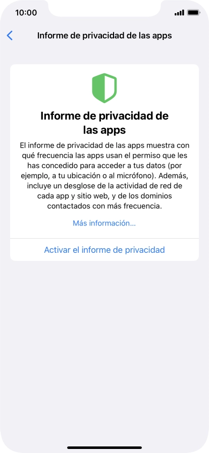 Pulsa Activar el informe de privacidad para activar la función. Pulsa Activar el informe de privacidad para activar la función.