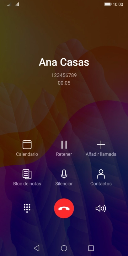 Pulsa el icono de finalizar llamada. Pulsa el icono de finalizar llamada.