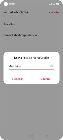 Introduce el nombre deseado de la lista de reproducción y pulsa Guardar. Introduce el nombre deseado de la lista de reproducción y pulsa Guardar.