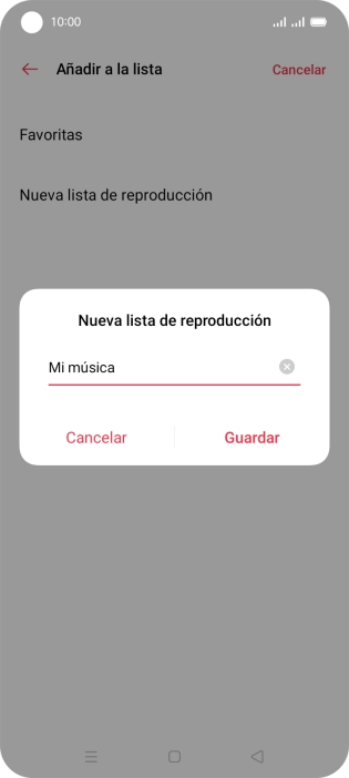 Introduce el nombre deseado de la lista de reproducción y pulsa Guardar. Introduce el nombre deseado de la lista de reproducción y pulsa Guardar.