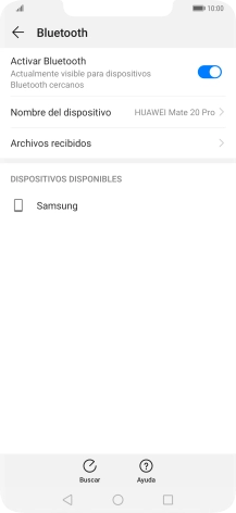 Pulsa el dispositivo Bluetooth deseado y sigue las indicaciones de la pantalla para vincular el dispositivo al teléfono. Pulsa el dispositivo Bluetooth deseado y sigue las indicaciones de la pantalla para vincular el dispositivo al teléfono.