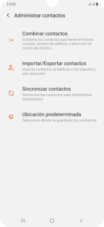 Pulsa Importar/Exportar contactos. Pulsa Importar/Exportar contactos.