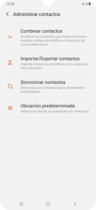 Pulsa Importar/Exportar contactos. Pulsa Importar/Exportar contactos.