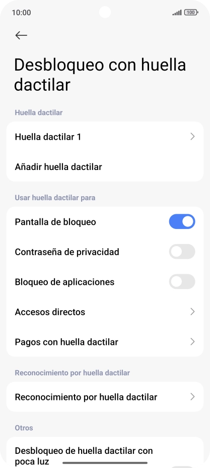 Pulsa el indicador junto a los ajustes deseados para activarlos o desactivarlos. Pulsa el indicador junto a los ajustes deseados para activarlos o desactivarlos.