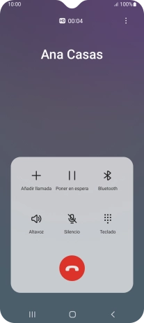 Pulsa el icono de finalizar llamada. Pulsa el icono de finalizar llamada.
