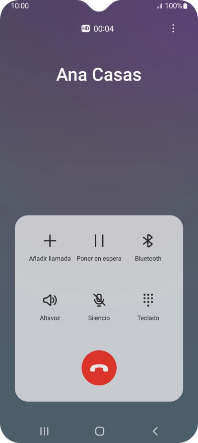Pulsa el icono de finalizar llamada. Pulsa el icono de finalizar llamada.
