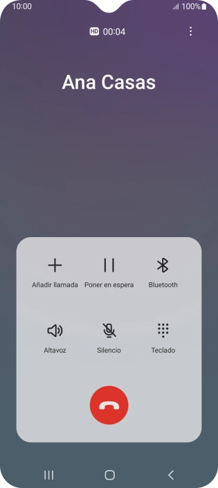 Pulsa el icono de finalizar llamada. Pulsa el icono de finalizar llamada.
