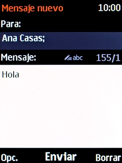 Pulsa la tecla de navegación cuando termines de escribir el mensaje corto. Pulsa la tecla de navegación cuando termines de escribir el mensaje corto.
