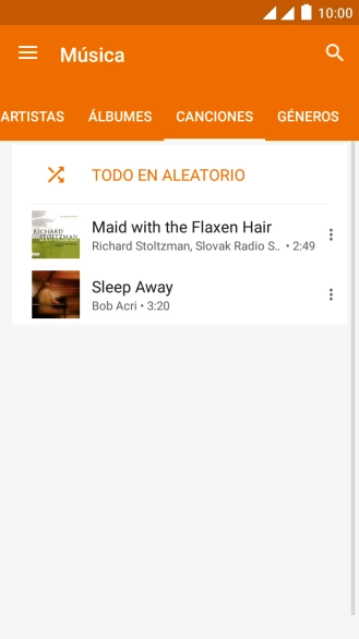 Pulsa el archivo de música deseado. Pulsa el archivo de música deseado.
