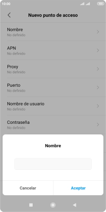 Introduce Vodafone Internet y pulsa Aceptar.