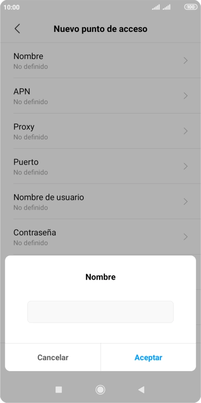 Introduce Vodafone Internet y pulsa Aceptar.