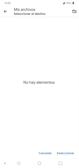 Si deseas crear una nueva carpeta, pulsa el icono de nueva carpeta y sigue las indicaciones de la pantalla para crearla. Si deseas crear una nueva carpeta, pulsa el icono de nueva carpeta y sigue las indicaciones de la pantalla para crearla.
