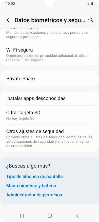 Pulsa Otros ajustes de seguridad. Pulsa Otros ajustes de seguridad.