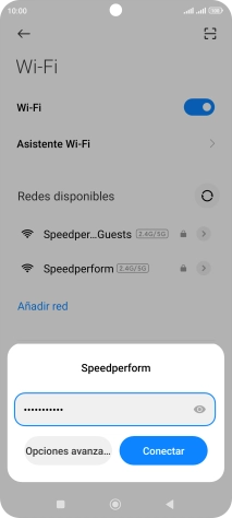 Introduce la contraseña de la red wifi y pulsa Conectar. Introduce la contraseña de la red wifi y pulsa Conectar.