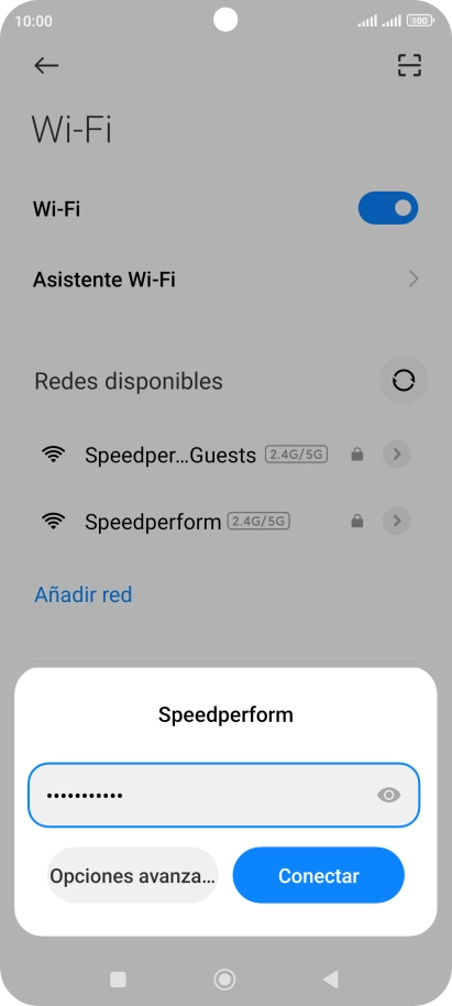 Introduce la contraseña de la red wifi y pulsa Conectar. Introduce la contraseña de la red wifi y pulsa Conectar.