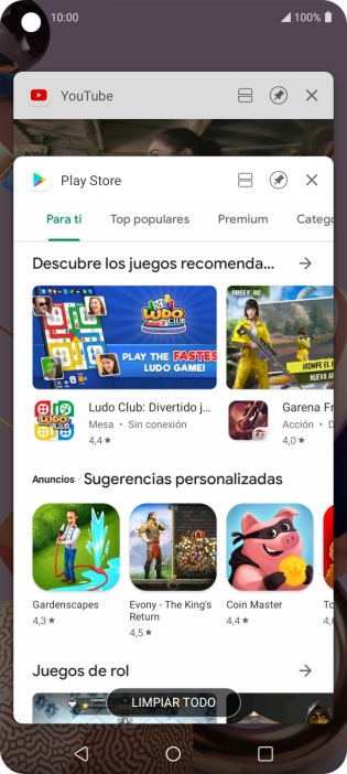 Para cerrar una sola aplicación en ejecución, desliza el dedo hacia la derecha sobre la aplicación deseada. Para cerrar una sola aplicación en ejecución, desliza el dedo hacia la derecha sobre la aplicación deseada.