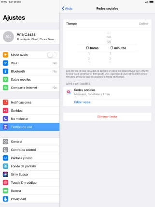 Configura el límite de tiempo deseado para el uso de la categoría seleccionada. Configura el límite de tiempo deseado para el uso de la categoría seleccionada.