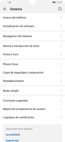 Pulsa Actualización de software. Si hay una versión de software nueva disponible, aparecerá ahora en la pantalla. Sigue las indicaciones de la pantalla para actualizar el software del teléfono.