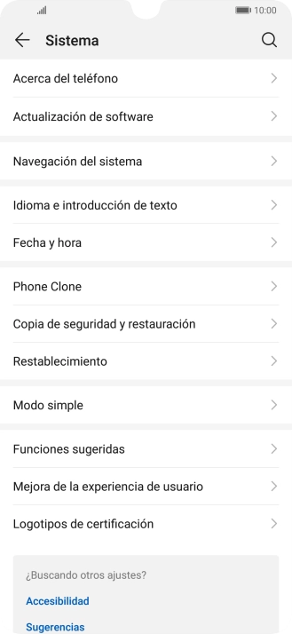 Pulsa Actualización de software. Si hay una versión de software nueva disponible, aparecerá ahora en la pantalla. Sigue las indicaciones de la pantalla para actualizar el software del teléfono.