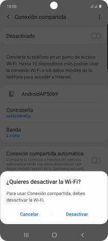 Si la función de wifi está activada, pulsa Desactivar. Si la función de wifi está activada, pulsa Desactivar.