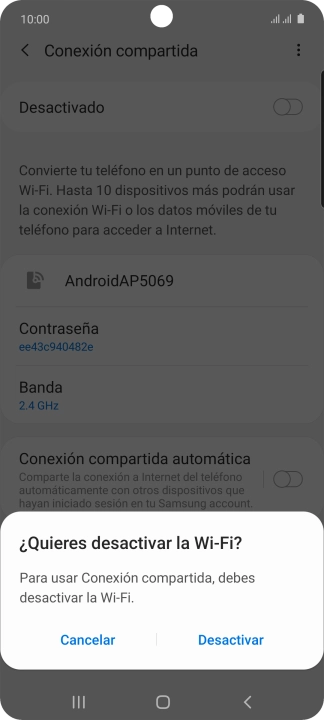 Si la función de wifi está activada, pulsa Desactivar. Si la función de wifi está activada, pulsa Desactivar.