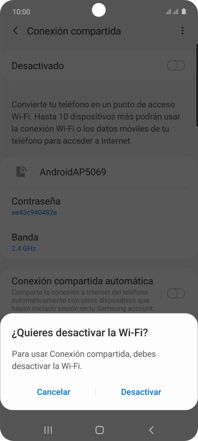 Si la función de wifi está activada, pulsa Desactivar. Si la función de wifi está activada, pulsa Desactivar.