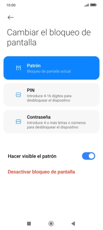 Pulsa Desactivar bloqueo de pantalla e introduce el código de seguridad extra que has creado anteriormente. Pulsa Desactivar bloqueo de pantalla e introduce el código de seguridad extra que has creado anteriormente.