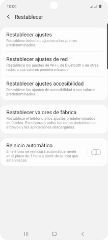 Pulsa Restablecer valores de fábrica.