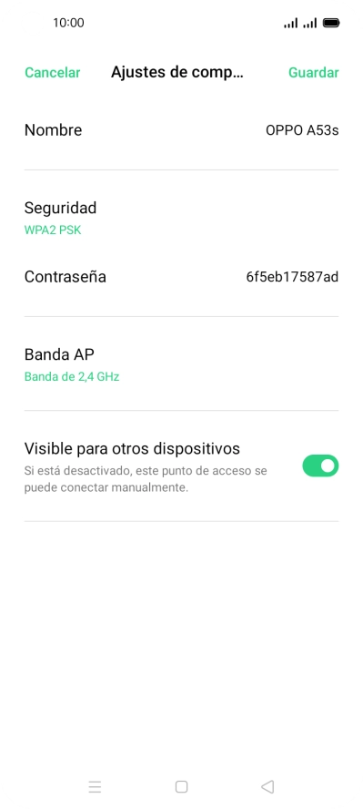 Pulsa Nombre e introduce el nombre deseado de la conexión wifi