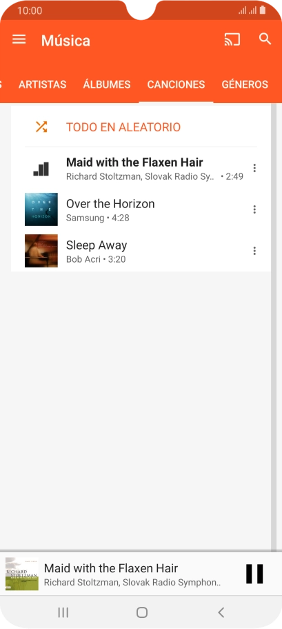 Pulsa el título de la canción en la parte inferior de la pantalla. Pulsa el título de la canción en la parte inferior de la pantalla.