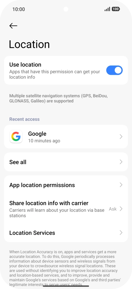 Press App location permissions. Press App location permissions.