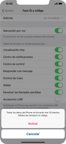 Si activas la función, pulsa Activar. Si activas la función, pulsa Activar.