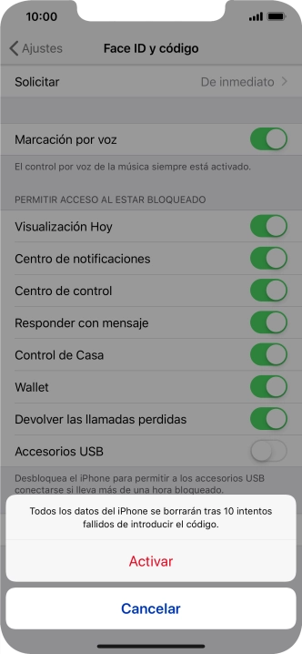 Si activas la función, pulsa Activar. Si activas la función, pulsa Activar.