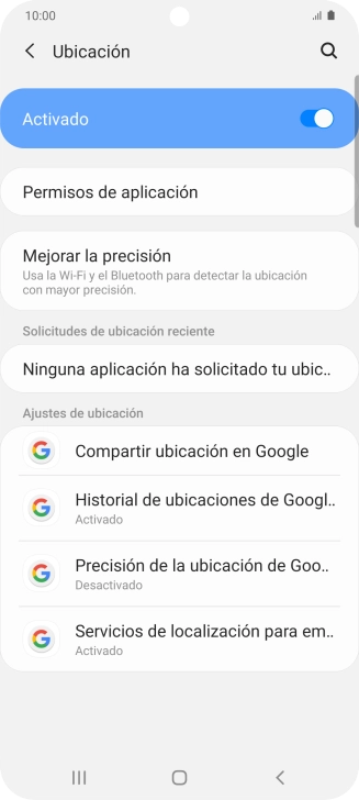 Pulsa Permisos de aplicación.