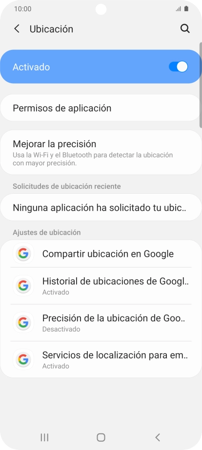 Pulsa Permisos de aplicación.
