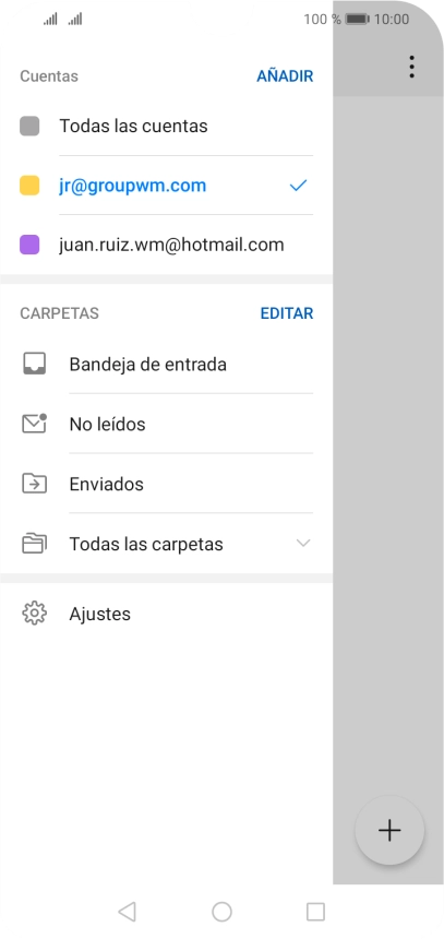 Pulsa la cuenta de correo electrónico deseada. Pulsa la cuenta de correo electrónico deseada.