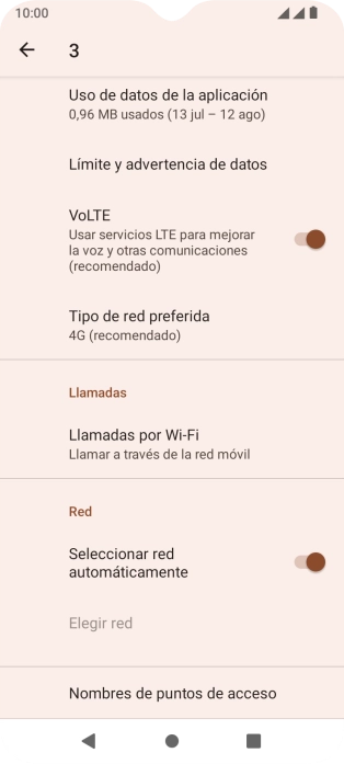 Pulsa Tipo de red preferida.