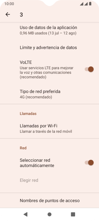 Pulsa Tipo de red preferida.