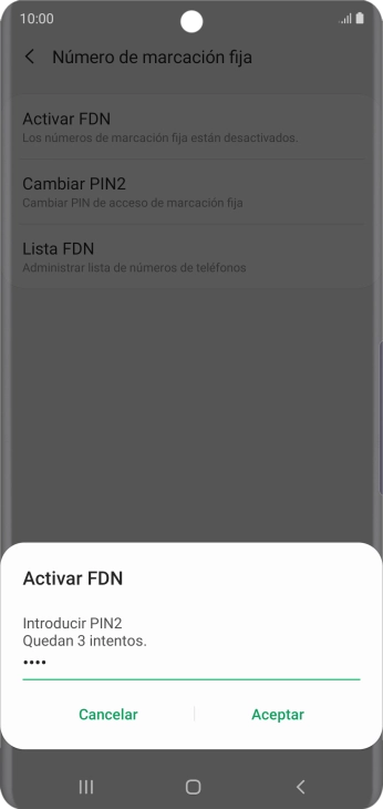 Introduce el código PIN2 y pulsa Aceptar. Introduce el código PIN2 y pulsa Aceptar.
