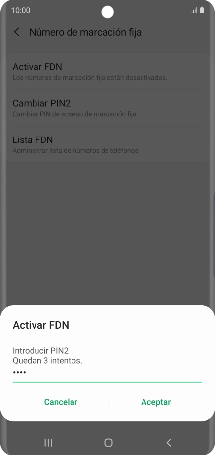 Introduce el código PIN2 y pulsa Aceptar. Introduce el código PIN2 y pulsa Aceptar.