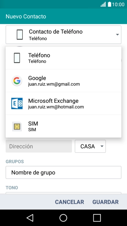 Pulsa Teléfono.