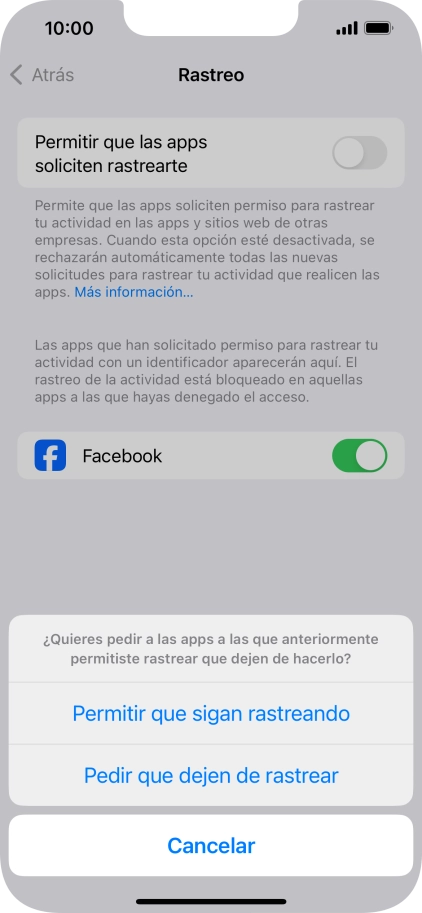 Si desactivas la función, pulsa el ajuste deseado. Si desactivas la función, pulsa el ajuste deseado.