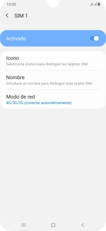 Pulsa el indicador para activar o desactivar el uso de la tarjeta SIM. Pulsa el indicador para activar o desactivar el uso de la tarjeta SIM.