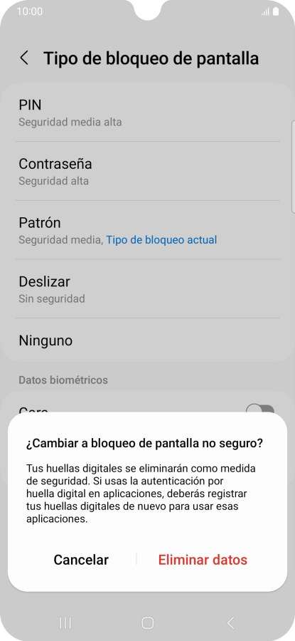 Pulsa Eliminar datos. Pulsa Eliminar datos.