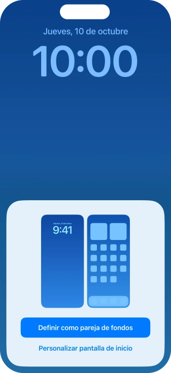 Si deseas utilizar el mismo tema de color en la pantalla de inicio, pulsa Definir como pareja de fondos. Si deseas utilizar el mismo tema de color en la pantalla de inicio, pulsa Definir como pareja de fondos.
