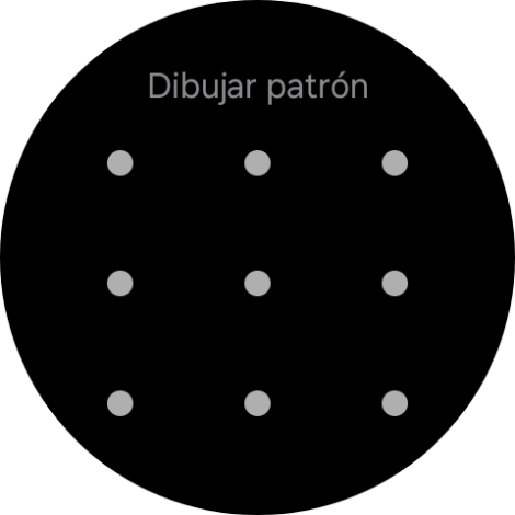 Arrastra el dedo sobre la pantalla para unir por lo menos cuatro puntos y sigue las indicaciones de la pantalla para crear un patrón como código de seguridad. Arrastra el dedo sobre la pantalla para unir por lo menos cuatro puntos y sigue las indicaciones de la pantalla para crear un patrón como código de seguridad.