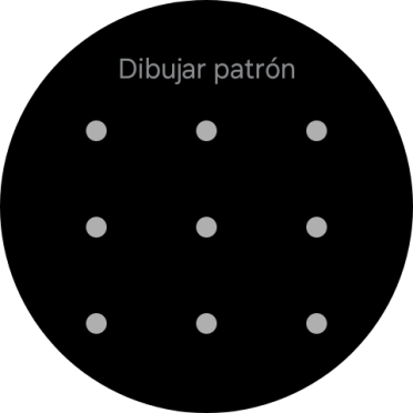 Arrastra el dedo sobre la pantalla para unir por lo menos cuatro puntos y sigue las indicaciones de la pantalla para crear un patrón como código de seguridad. Arrastra el dedo sobre la pantalla para unir por lo menos cuatro puntos y sigue las indicaciones de la pantalla para crear un patrón como código de seguridad.